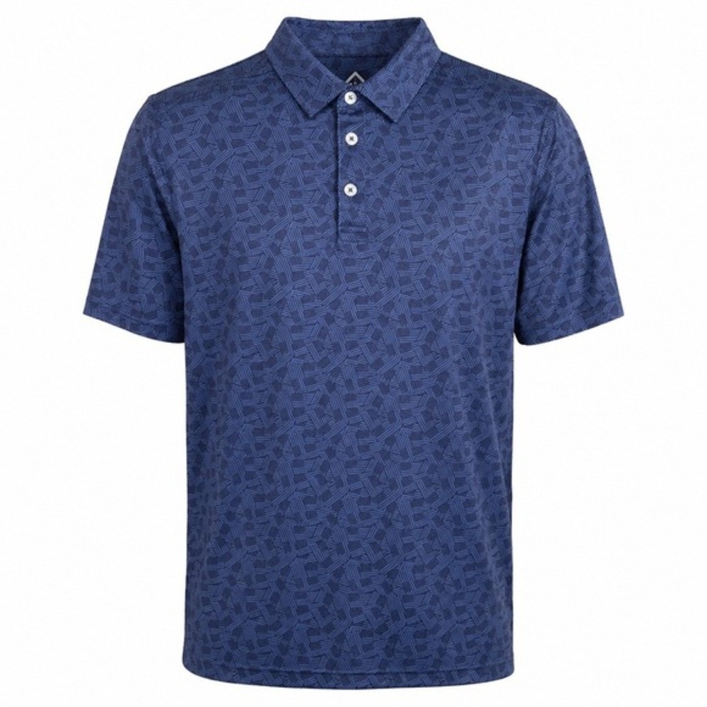 BURLEBO Mens Navy Performance Polo Size‎ S Geometric Golf Shirt - Picture 2 of 13
